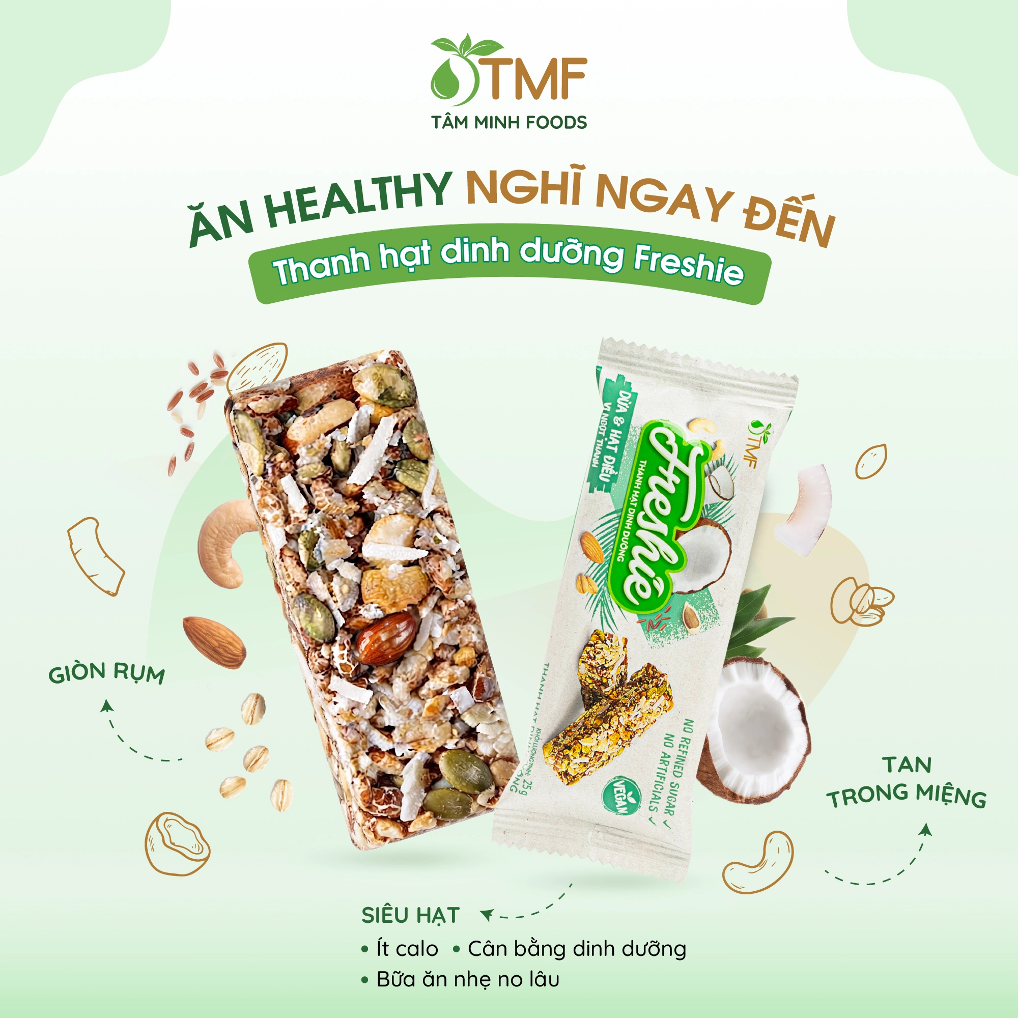 FRESHIE NUTRITION BAR WITH  COCONUT & CASHEW NUT FLAVOR  