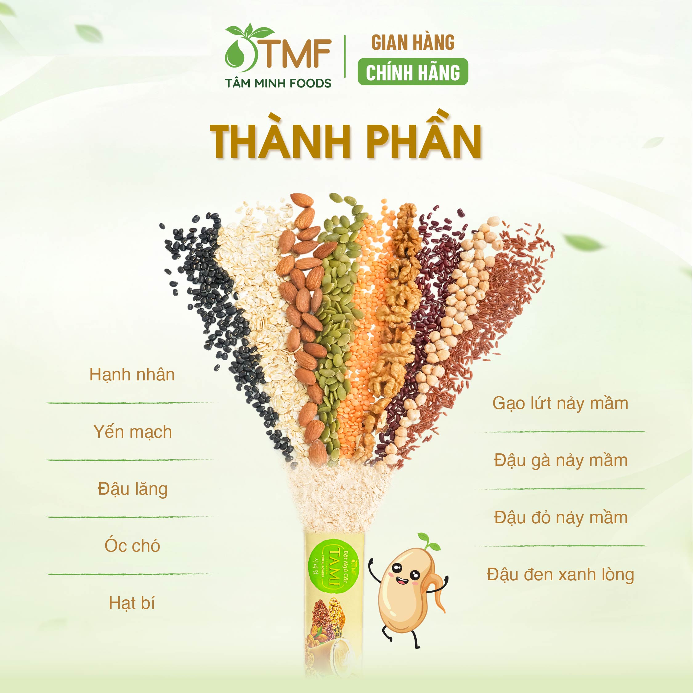 BỘT NGŨ CỐC TAMI KHÔNG ĐƯỜNG 900G  