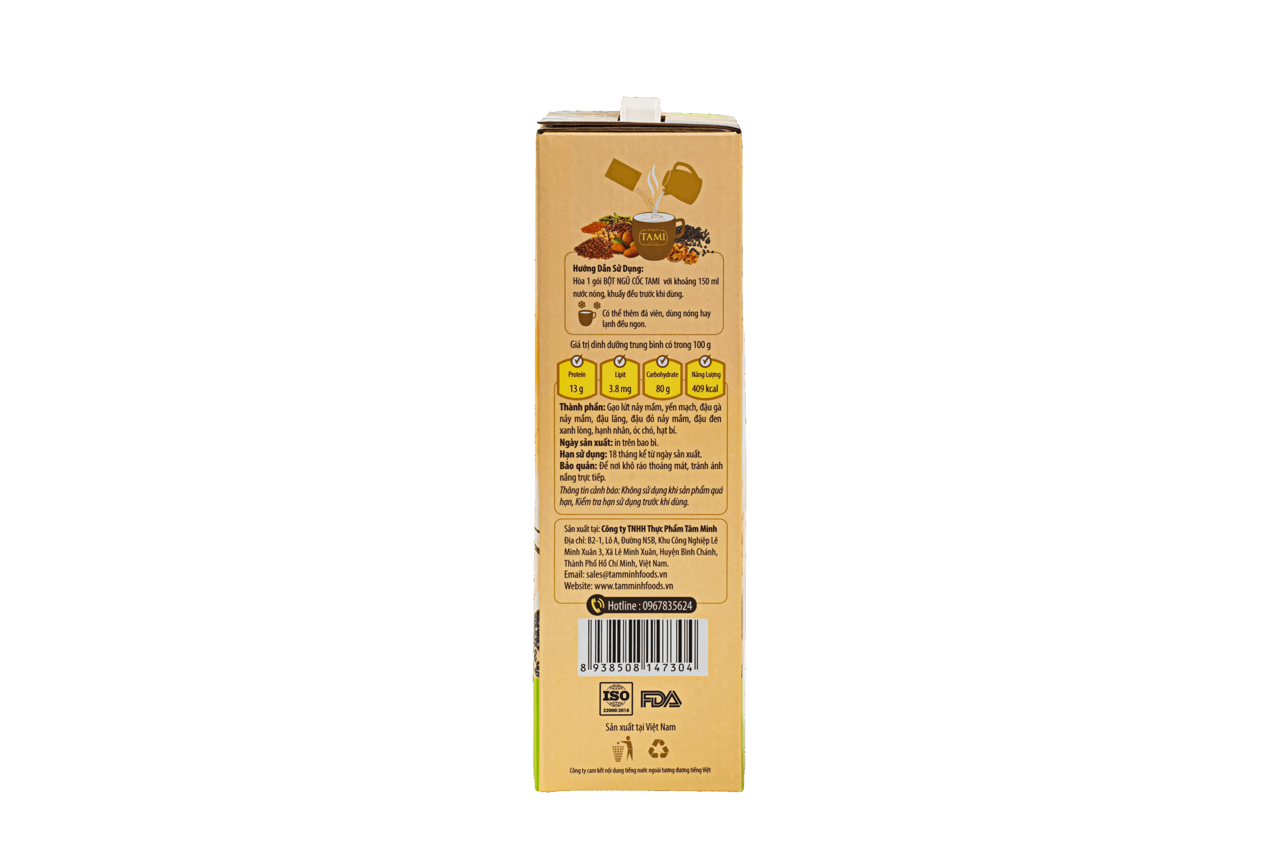 TAMI MIXED GRAIN POWER NO SUGAR  900G  