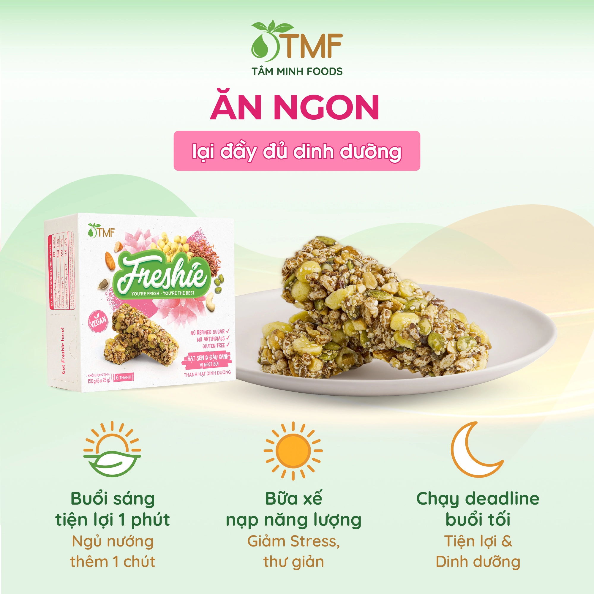 THANH HẠT DINH DƯỠNG FRESHIE - VỊ HẠT SEN & ĐẬU XANH  