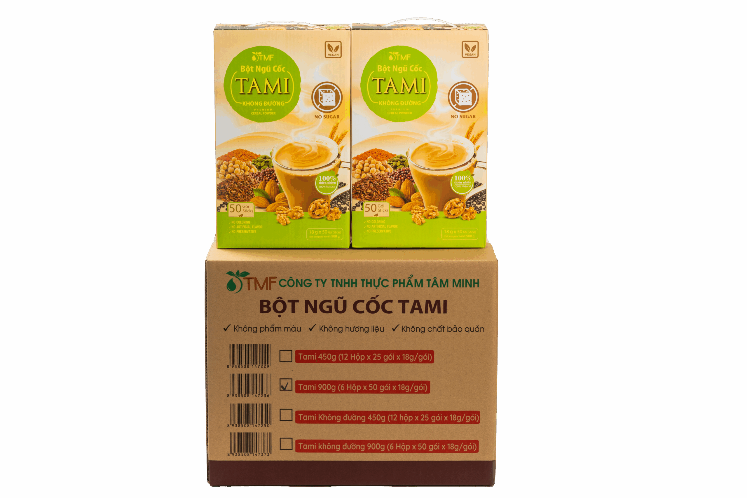 CARTON OF 6 BOXES TAMI MIXED GRAIN POWDER WITH NO SUGAR 900G  